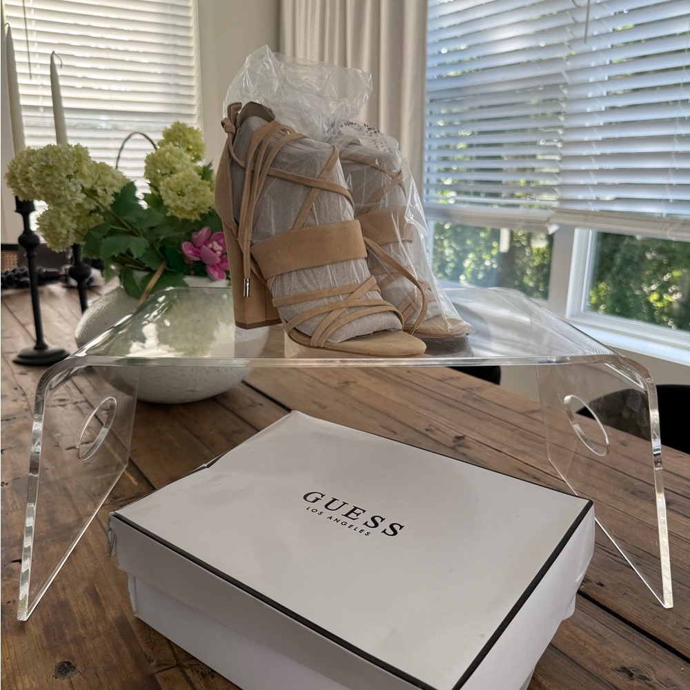 NWT Guess Beige Strappy Block Heels